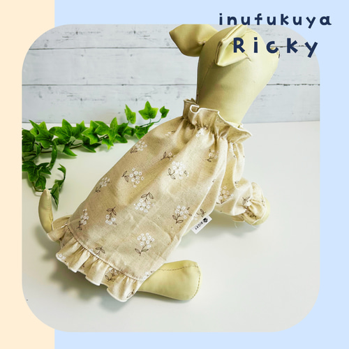 小花柄 綿麻チュニックブラウス 犬服 重ね着にも♡ ペット服
