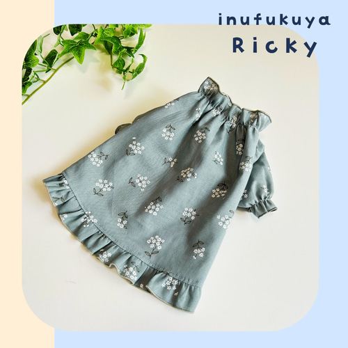小花柄 綿麻チュニックブラウス 犬服 重ね着にも♡ ペット服