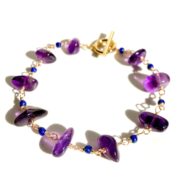 再販♡天然石アメジストとラピスラズリのマンテルブレスレット 8枚目の画像