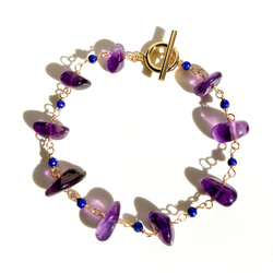 再販♡天然石アメジストとラピスラズリのマンテルブレスレット 1枚目の画像