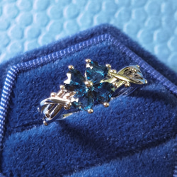 「ミッドナイトブルーよつ葉」トパーズ　普段使いリング　つけっぱなしOK♪ 2枚目の画像