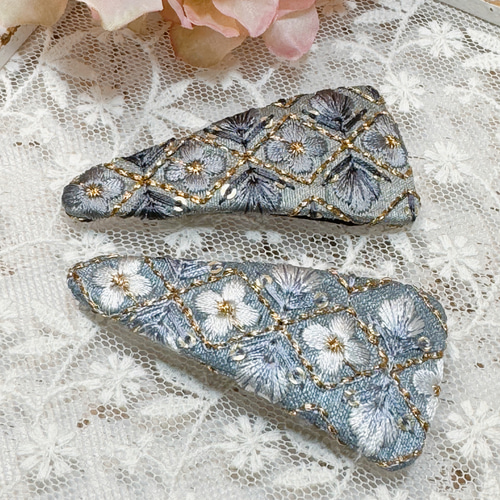 インド刺繍リボンお洒落パッチンピン ヘアピン suger&polu 通販