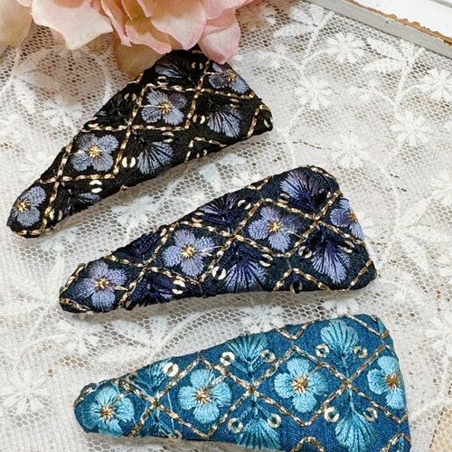 インド刺繍リボンお洒落パッチンピン ヘアピン suger&polu 通販