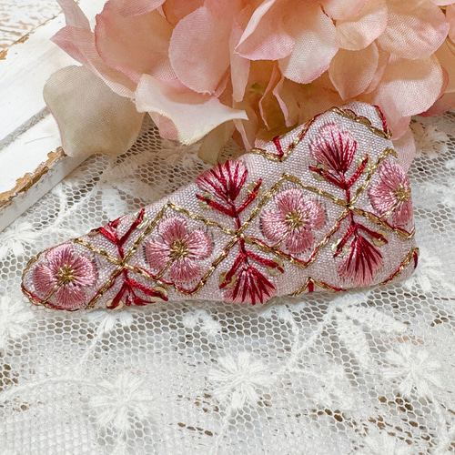 インド刺繍リボンお洒落パッチンピン ヘアピン suger&polu 通販