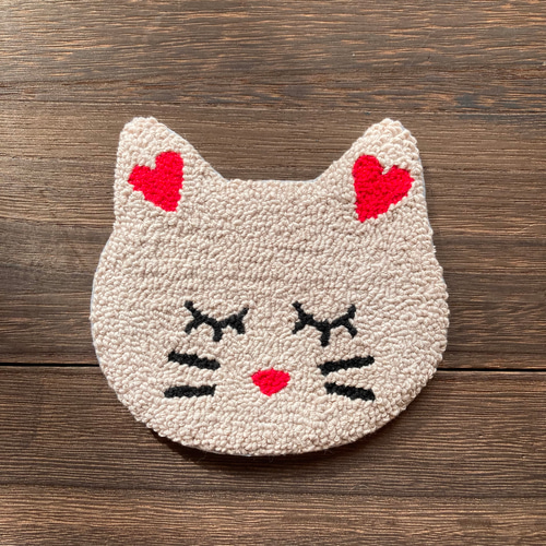 カラフルねこ コースター ねこグッズ アクセサリートレイ 刺繍