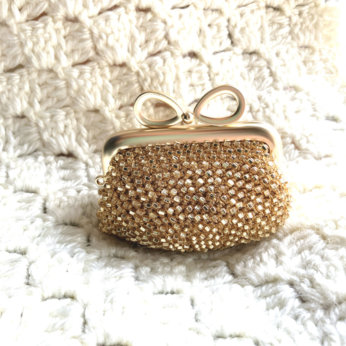 ビーズがま口ハンドメイド☆がま口ポーチ☆イヤホンケース