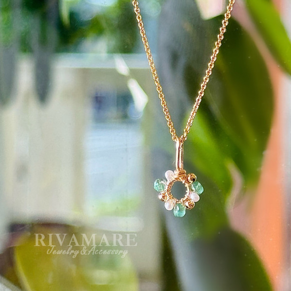 オリエンタルな風に吹かれて」エメラルド パール 真珠 ゴールドビーズ