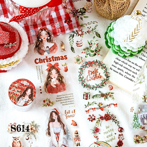 ☆SALE☆【S614コラージュ素材】海外PETテープ クリスマス 人物
