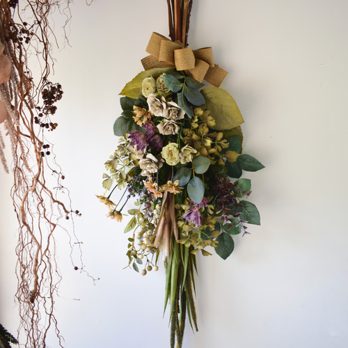 アーティシャルフラワー】季節のグリーンスワッグブーケ スワッグ blow