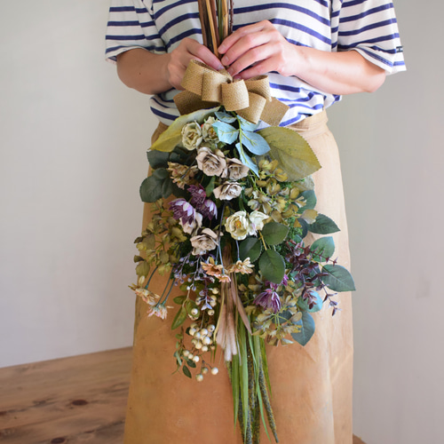 アーティシャルフラワー】季節のグリーンスワッグブーケ スワッグ blow