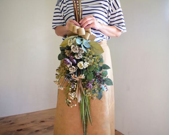 アーティシャルフラワー】季節のグリーンスワッグブーケ スワッグ blow