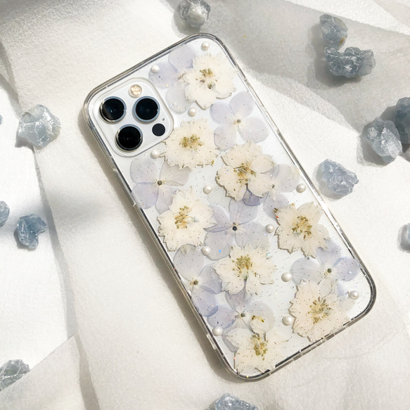 千鳥草 iPhone17e/17ProMax・Xperia10VII・GalaxyS26ケース 押し花