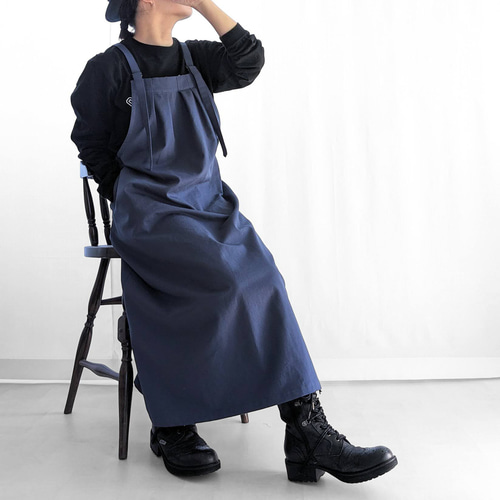 全5色（瑠璃色）】大人のためのサロペットスカート（コットン