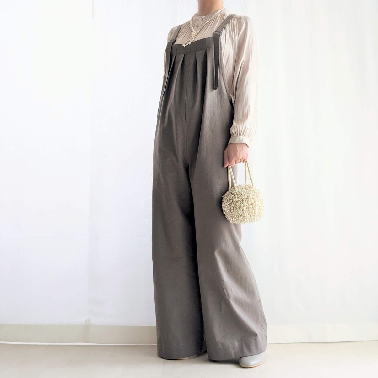 大人のためのサロペットスカート（グレー　コットンツイル）