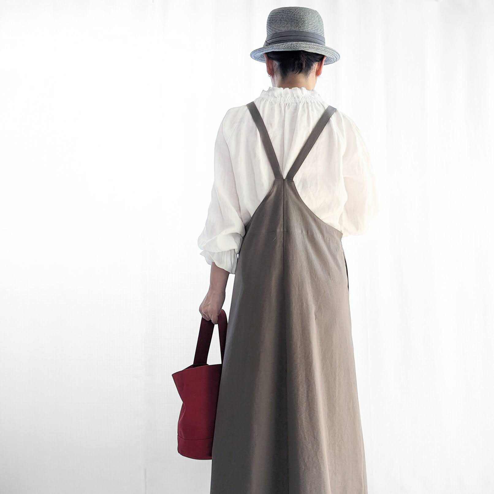 大人のためのサロペットスカート（グレー　コットンツイル）