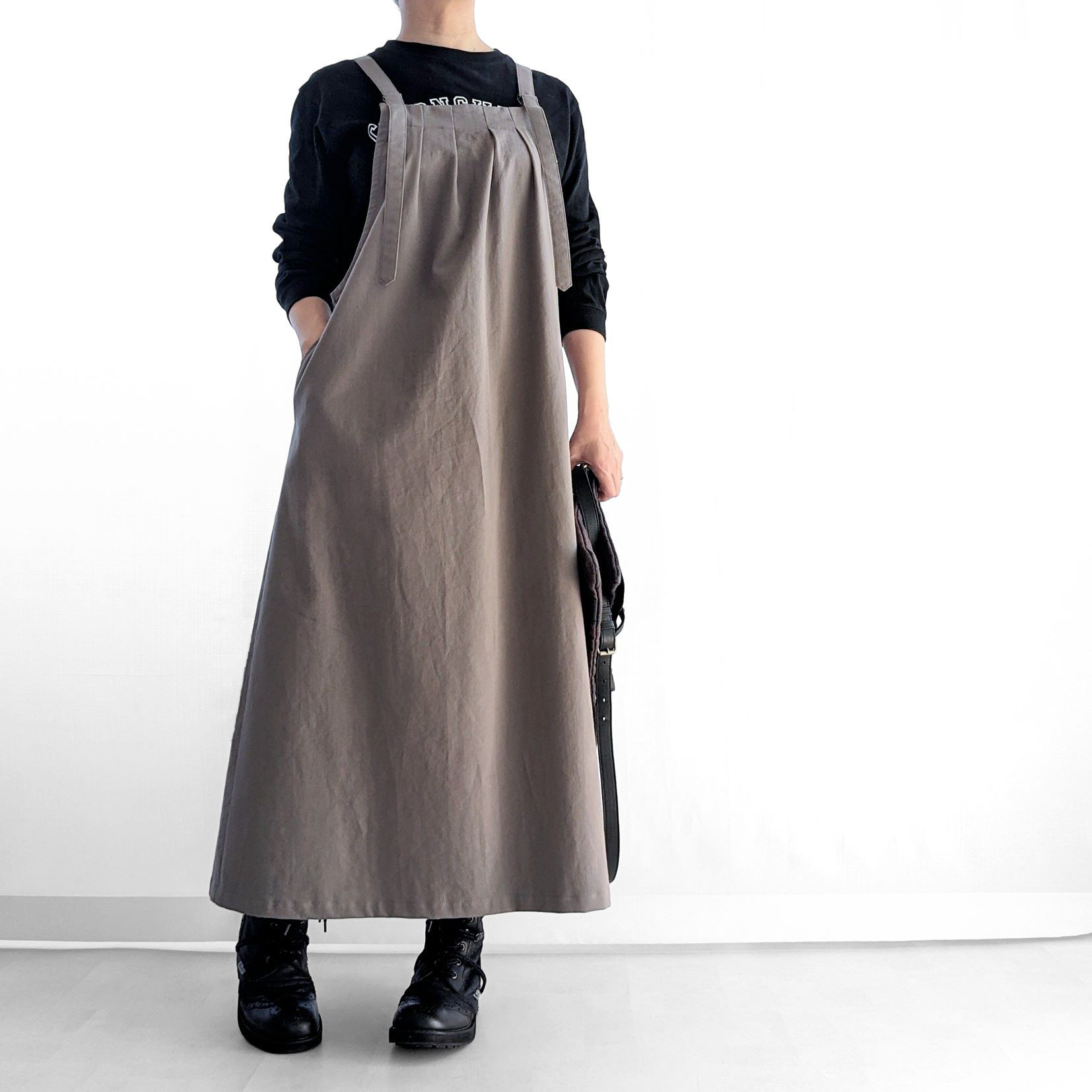 大人のためのサロペットスカート（グレー　コットンツイル）