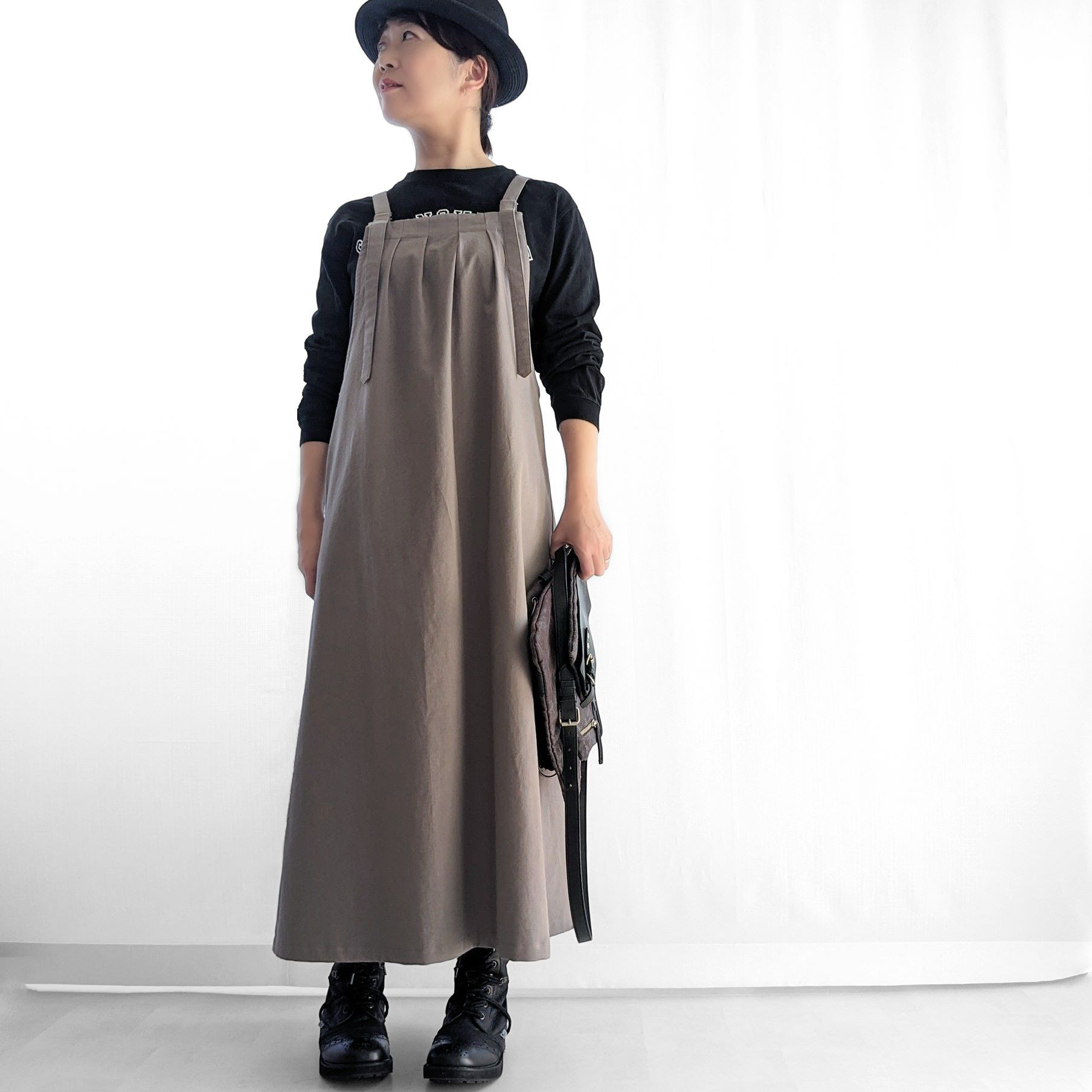 大人のためのサロペットスカート（グレー　コットンツイル）