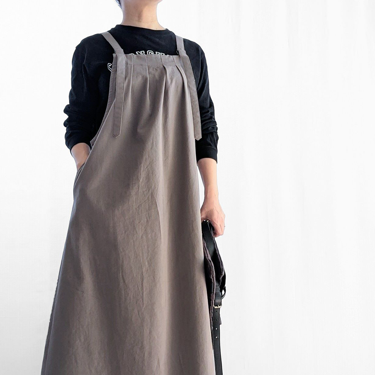 大人のためのサロペットスカート（グレー　コットンツイル）