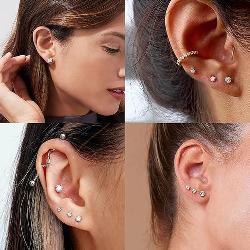 CZダイヤ2mm~8mm】2wayネジ式ピアス ピンクゴールド アレルギー CZダイヤ2mm~8mm】2wayネジ式ピアス ピンクゴールド アレルギー