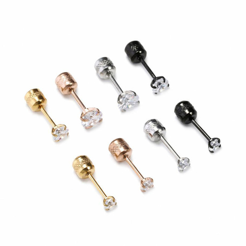 CZダイヤ2mm~8mm】2wayネジ式ピアス ピンクゴールド アレルギー CZダイヤ2mm~8mm】2wayネジ式ピアス ピンクゴールド アレルギー