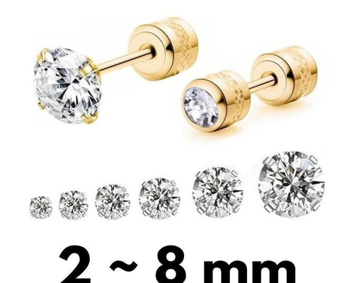 CZダイヤ2~8mm】2wayネジ式ピアス ゴールド アレルギー対応 ピアス