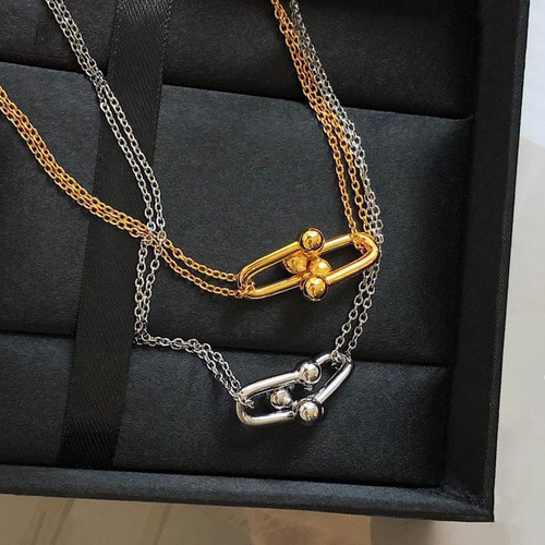 ハードウェア U型ダブルリンク ネックレス ピンクゴールド 18k ハードウェア U型ダブルリンク ネックレス ピンクゴールド 18k