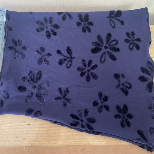 スーパーロングタイプブルーベルベット花柄ボタニカル柄手作りネック  