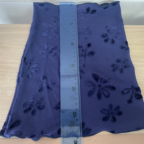 スーパーロングタイプブルーベルベット花柄ボタニカル柄手作りネック  