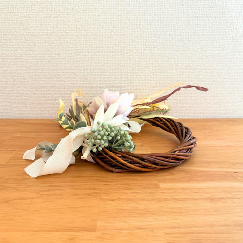 くすみカラーのドライフラワー風ハーフリース | 造花 | アーティ