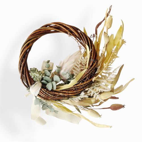 くすみカラーのドライフラワー風ハーフリース | 造花 | アーティ