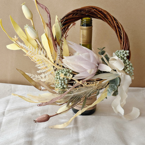 くすみカラーのドライフラワー風ハーフリース | 造花 | アーティ