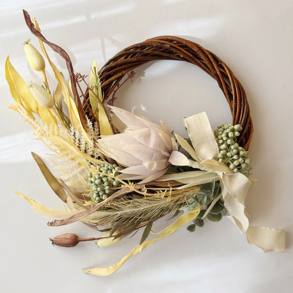 くすみカラーのドライフラワー風ハーフリース | 造花 | アーティ