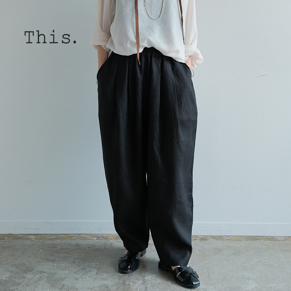 RATAさん作品 上質リネン100% バルーンパンツ  BLACK 上質リネン100% RATAさん作品 バルーンパンツ  BLACK