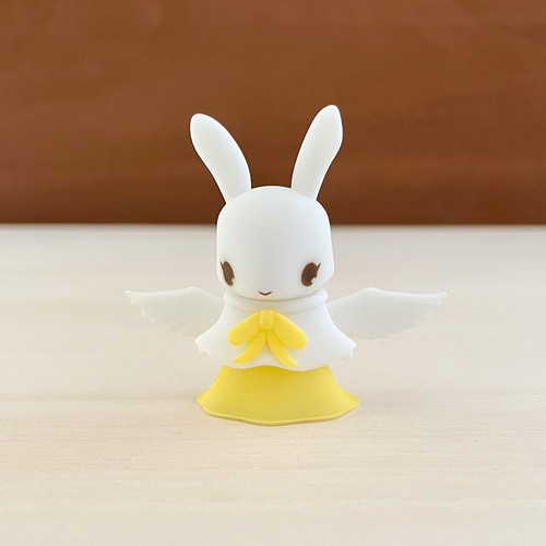 美品】ウサギ兎天使金属置物インテリア工芸品美術品A3420