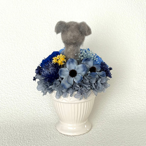 SETO CRAFT セトクラフト 犬のフィギュア付き花瓶 シュナウザー？ MR.Z