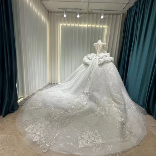 ウェディングドレス　グリッタードレス SACHIKO TSUTSUI 2nd collection Dress No : #st0015 pink beige 光