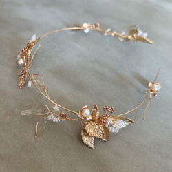 アメリカンフラワー カチューシャ ウエディング アクセサリー 動画あり】№13 小枝アクセサリー お花モチーフ 小枝 花 白