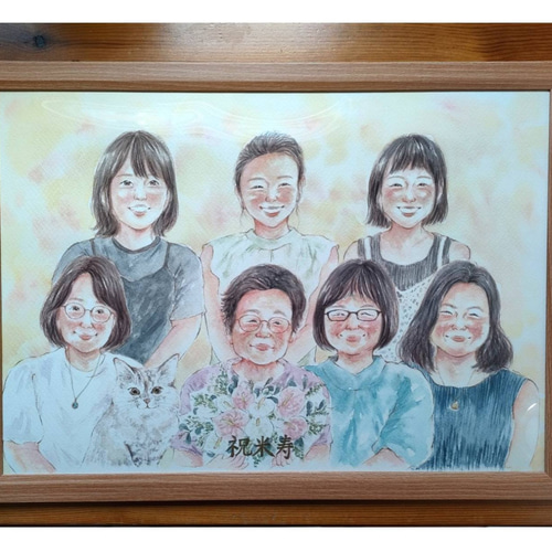 似顔絵オーダー　似顔絵　A3 11名様　米寿　7月11まで 似顔絵 A3 米寿 還暦祝い イラスト 似顔絵オーダー 両親贈呈品