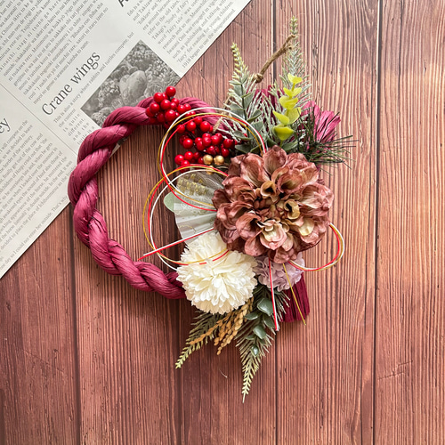 61.ドライフラワースワッグしめ縄 正月飾り 松飾り クリスマス リース
