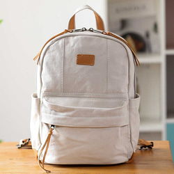 &lt;新品/下週發布&gt; 帆布 x 真皮背包 4 色可選 緊湊型弱防水 旅行郊遊媽媽包 第6張的照片