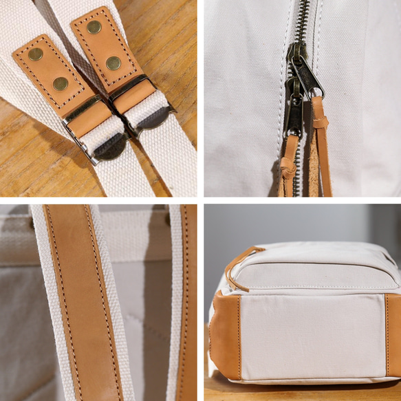 &lt;新品/下週發布&gt; 帆布 x 真皮背包 4 色可選 緊湊型弱防水 旅行郊遊媽媽包 第10張的照片