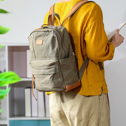 &lt;新品/下週發布&gt; 帆布 x 真皮背包 4 色可選 緊湊型弱防水 旅行郊遊媽媽包 第16張的照片