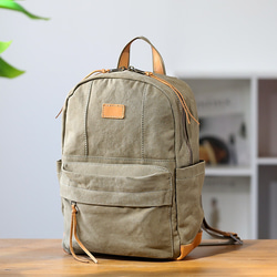 &lt;新品/下週發布&gt; 帆布 x 真皮背包 4 色可選 緊湊型弱防水 旅行郊遊媽媽包 第17張的照片