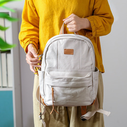 &lt;新品/下週發布&gt; 帆布 x 真皮背包 4 色可選 緊湊型弱防水 旅行郊遊媽媽包 第2張的照片
