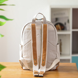 &lt;新品/下週發布&gt; 帆布 x 真皮背包 4 色可選 緊湊型弱防水 旅行郊遊媽媽包 第8張的照片