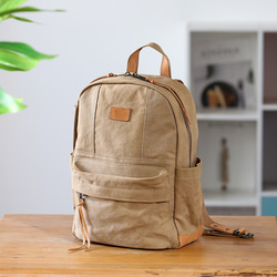 &lt;新品/下週發布&gt; 帆布 x 真皮背包 4 色可選 緊湊型弱防水 旅行郊遊媽媽包 第18張的照片