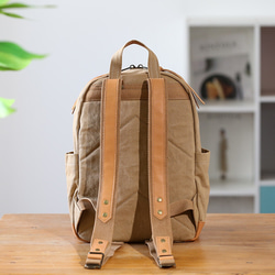 &lt;新品/下週發布&gt; 帆布 x 真皮背包 4 色可選 緊湊型弱防水 旅行郊遊媽媽包 第19張的照片