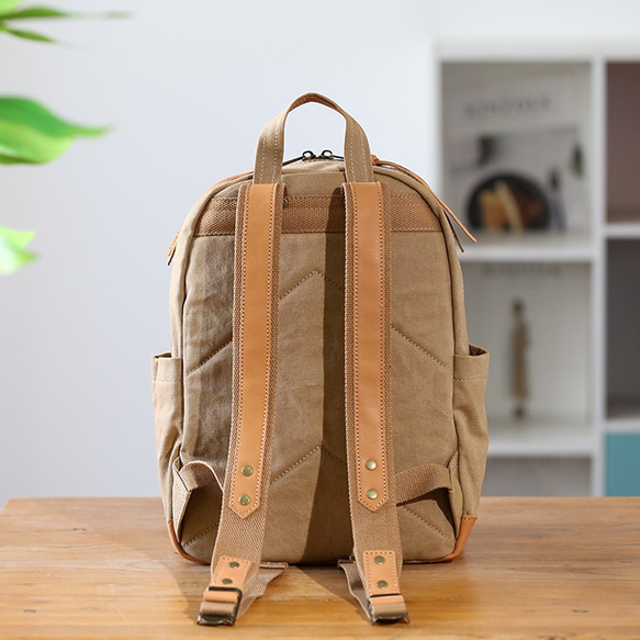 &lt;新品/下週發布&gt; 帆布 x 真皮背包 4 色可選 緊湊型弱防水 旅行郊遊媽媽包 第19張的照片