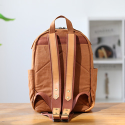 &lt;新品/下週發布&gt; 帆布 x 真皮背包 4 色可選 緊湊型弱防水 旅行郊遊媽媽包 第15張的照片