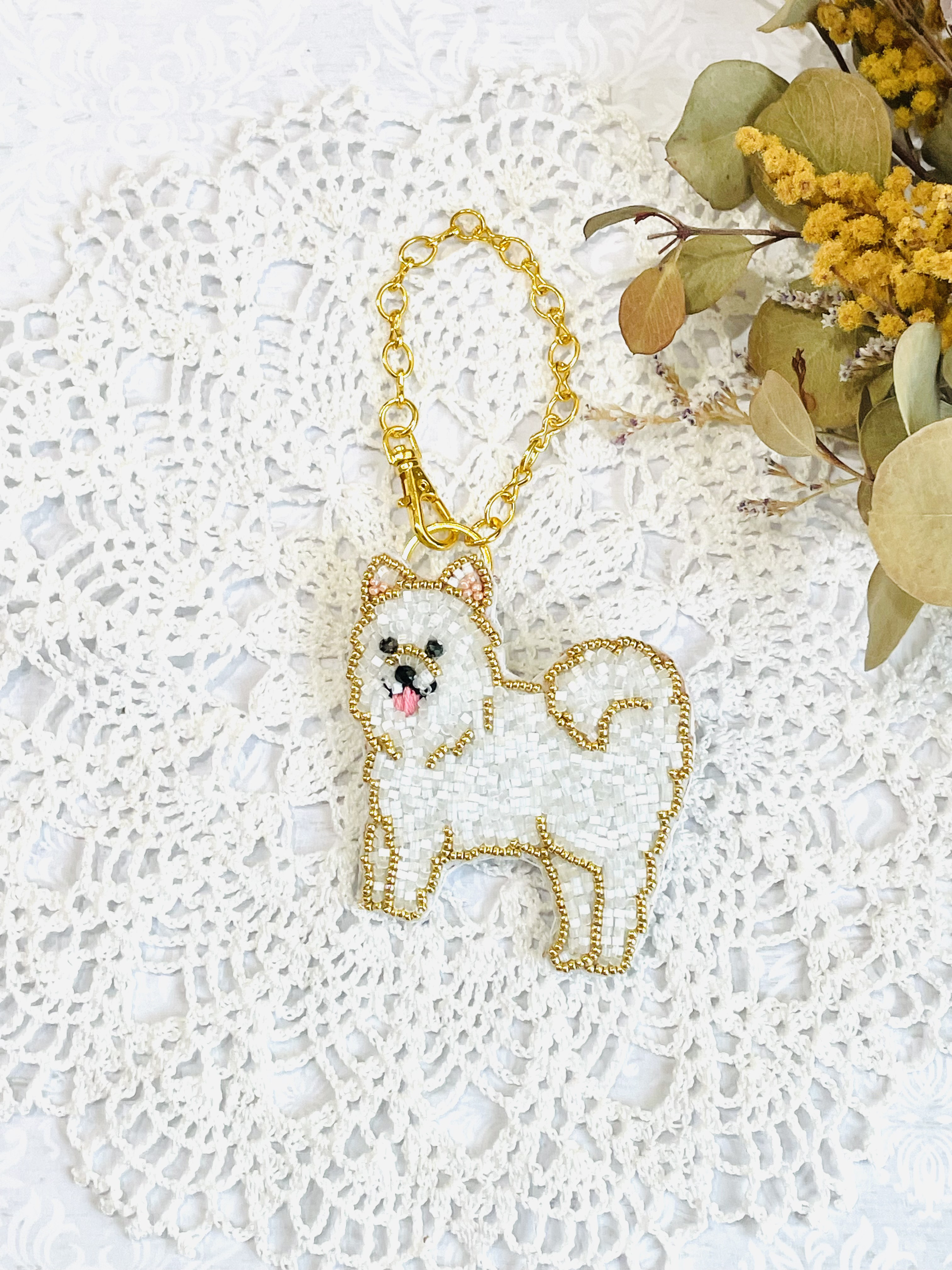 【ミヤコショウビン】ビーズ刺繍ブローチバッグチャーム ミヤコショウビン】ビーズ刺繍ブローチバッグチャーム 幻の鳥